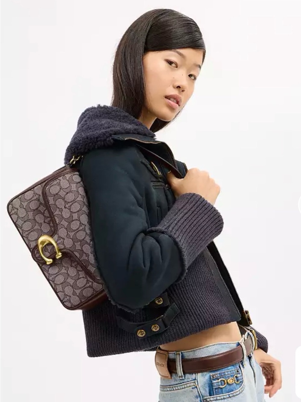 🤎Coach NWT Signature Maple/Oak Jacquard Soft Tabby Shoulder Bag / Brass Hardware - Picture 2 of 13